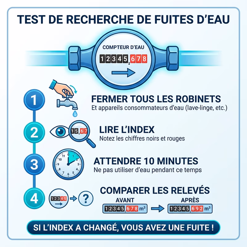Les 4 étapes du test du compteur pour détecter une fuite d'eau à la maison
