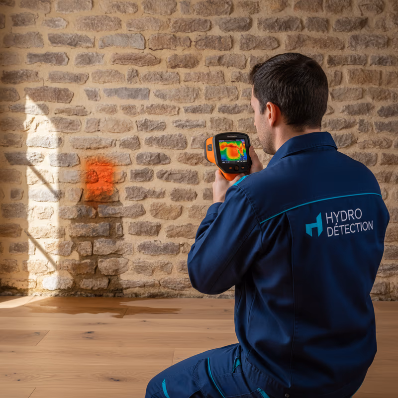 Technicien EN FUITE utilisant une caméra thermique haute précision