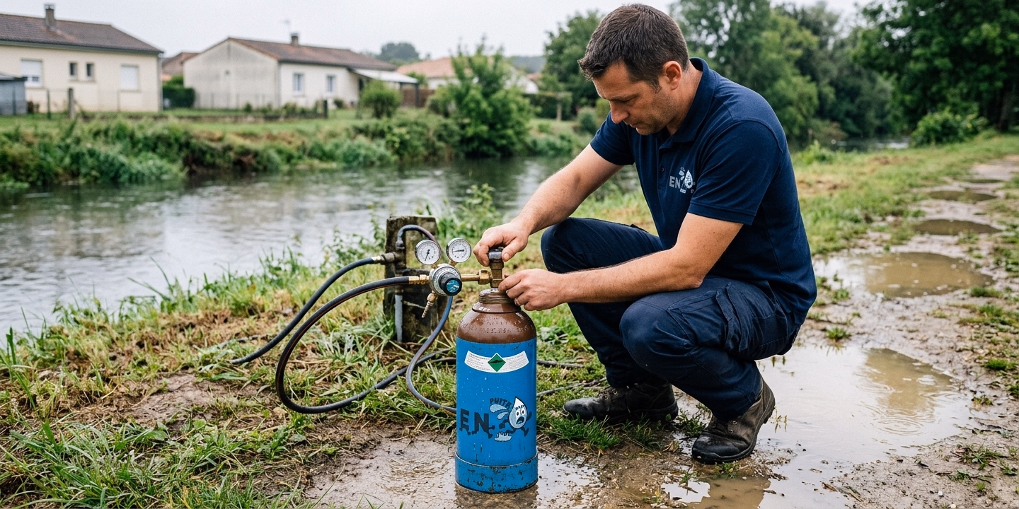 Injection de gaz traceur hydrogène-azote sur un réseau enterré en zone de nappe haute à Coutras